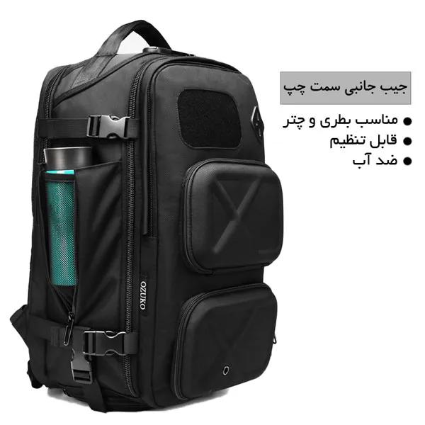 08_نمای-جانب-کوله-پشتی-OZUKO9309L کیف کوله پشتی مسافرتی اوزوکو 9309L