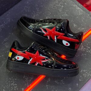 بتینگ ایپ بیپ استا شارک مشکی قرمز A Bathing Ape Bape Sta Low Shark Black