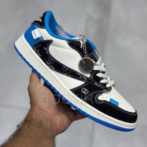 13790366 نایک ایر جردن وان لو گوچی سفید مشکی آبی Nike Air Jordan 1 Low Gucci White Black Blue