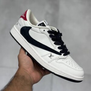 13791282 نایک ایر جردن وان لو لویی ویتون سفید مشکی قرمز Nike Air Jordan 1 Low Louis Vuitton White Black Red