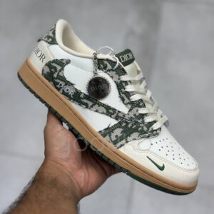 13792410 نایک ایر جردن وان لو دیور کرم سبز قهوهای کاراملی Nike Air Jordan 1 Dior Cream Green Brown Caramel