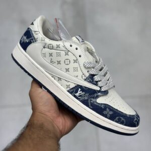 13803965 ایر جردن وان لویی ویتون LV Nike Jordan 1 Low x Travis Scott Fragment Denim Navy