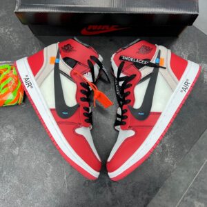 24f15f77-ef90-4f2f-b645-83d9cb405a3e کفش نایک ایر جردن وان ساقدار آف وایت شیکاگو Nike Air Jordan 1 High Off-White Chicago