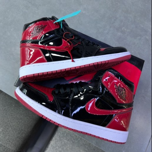 IMG_1105.png کفش نایک ایر جردن وان ساقدار ورنی مشکی قرمز ( مستر کوالتی ) Nike Air Jordan 1 High Patent Bred