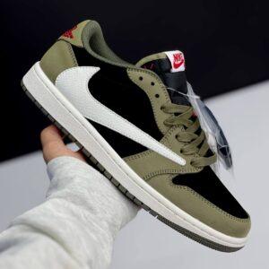 IMG_4565 کفش نایک ایر جردن وان لو تراویس اسکات بلک الیو Nike Air Jordan 1 Low Travis Scott Black Olive