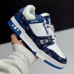 لویی ویتون ترینر سفید آبی  Louis Vuitton Trainer White Blue