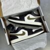 کفش نایک ایر جردن وان مشکی سفید لجنی Nike Air Jordan 1 Black White Olive