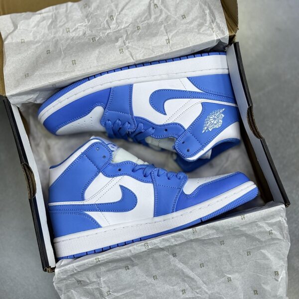 IMG_7265-scaled-1 کفش نایک ایر جردن وان ساقدار سفید آبی Nike Air Jordan 1 High White Blue