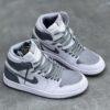 IMG_7943-scaled-2-1 کفش نایک ایر جردن وان ساقدار سفید طوسی دودی Nike Air Jordan 1 High White Smoke Grey