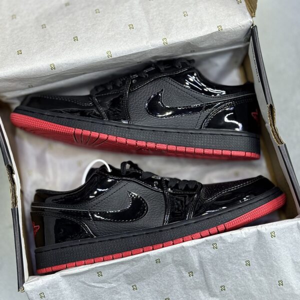کفش نایک ایر جردن وان لو مشکی ورنی بلکند Nike Air Jordan 1 Low Black Patent