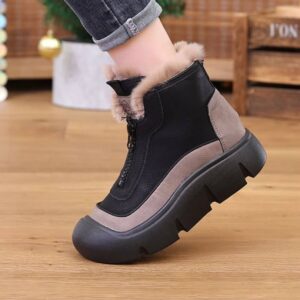 photo_1_2026-07-14_22-05-29 نیم بوت زیپ دار خزدار مشکی Black Fur Lined Zip Boots