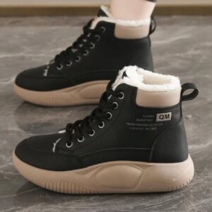photo_1_2026-07-14_23-00-24 نیم بوت خزدار ضد آب مشکی کرم Waterproof Fur Lined Black Beige Boots