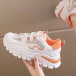 کتونی اسپرت لژدار زنانه طبی موج سفید نارنجی Women’s Platform Orthopedic Wave White Orange Sneakers