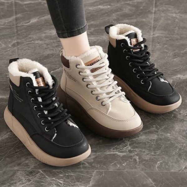photo_5_2026-07-14_23-00-24 نیم بوت خزدار ضد آب مشکی کرم Waterproof Fur Lined Black Beige Boots
