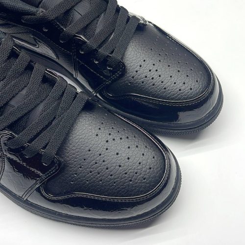 کفش نایک ایر جردن وان لو پتنت الفنت بلک Nike Air Jordan 1 Low Patent Elephant Black