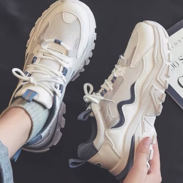 photo_8_2026-07-21_22-12-37 کتونی اسپرت لژدار زنانه طبی موج سفید آبی Women’s Platform Orthopedic Wave White Blue Sneakers