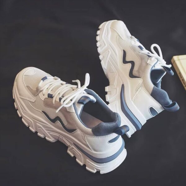 photo_9_2026-07-21_22-12-37 کتونی اسپرت لژدار زنانه طبی موج سفید آبی Women’s Platform Orthopedic Wave White Blue Sneakers