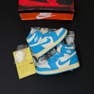 t302i8bh کفش نایک ایر جردن وان ساقدار یو ان سی ریمجیند آبی Nike Air Jordan 1 High UNC Reimagined Blue
