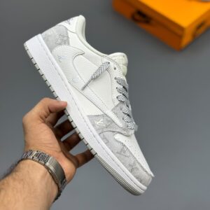 19434266 جردن وان لویی ویتون Air Jordan 1 Low Travis Scott Louis Vuitton Grey White Monogram