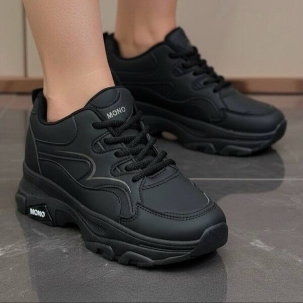 photo_1_2026-08-09_23-00-55 کتونی اسپرت لژدار طبی مدل پرنده مشکی Women’s Bird Style Platform Orthopedic Black Sneakers