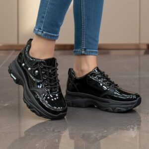 photo_1_2026-08-13_01-41-46-1 کتونی اسپرت لژدار فول مشکی ورنی Women’s Platform Full Black Patent Sneakers