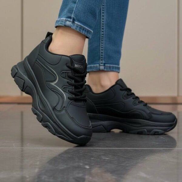 photo_3_2026-08-09_23-00-55 کتونی اسپرت لژدار طبی مدل پرنده مشکی Women’s Bird Style Platform Orthopedic Black Sneakers