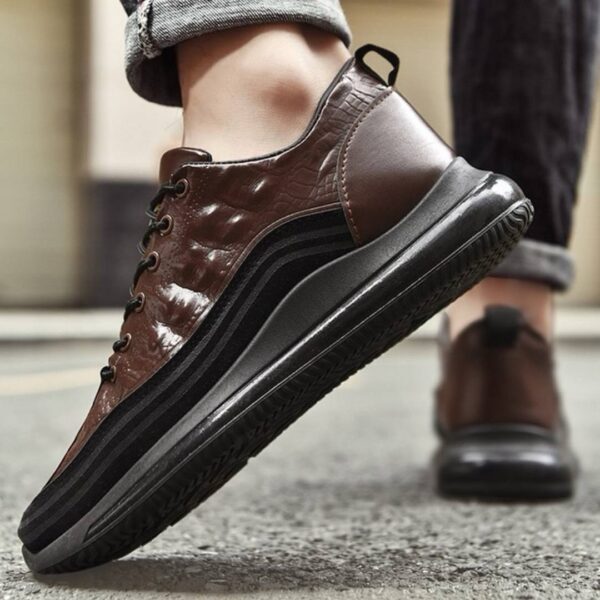 photo_5_2026-08-13_19-37-34 کتونی مردانه اسپرت طرح چرم تمساح قهوهای مشکی Men’s Crocodile Pattern Leather Sport Sneakers Brown Black