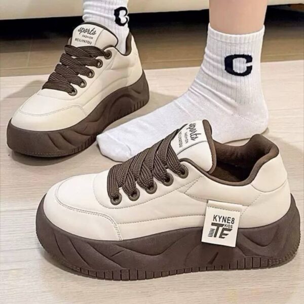 photo_5_2026-08-14_21-04-06 کتونی لژدار اسپرت زنانه مدل لاو کرم قهوهای Women’s Love Platform Sneakers Cream Brown