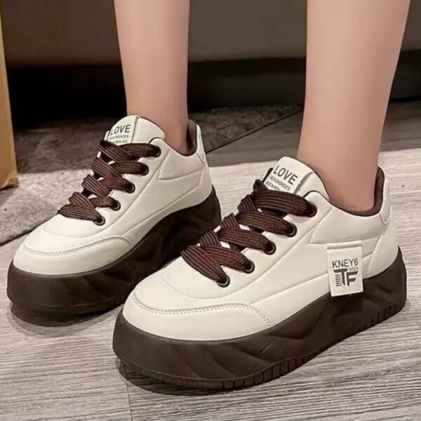 photo_6_2026-08-14_21-04-06 کتونی لژدار اسپرت زنانه مدل لاو کرم قهوهای Women’s Love Platform Sneakers Cream Brown