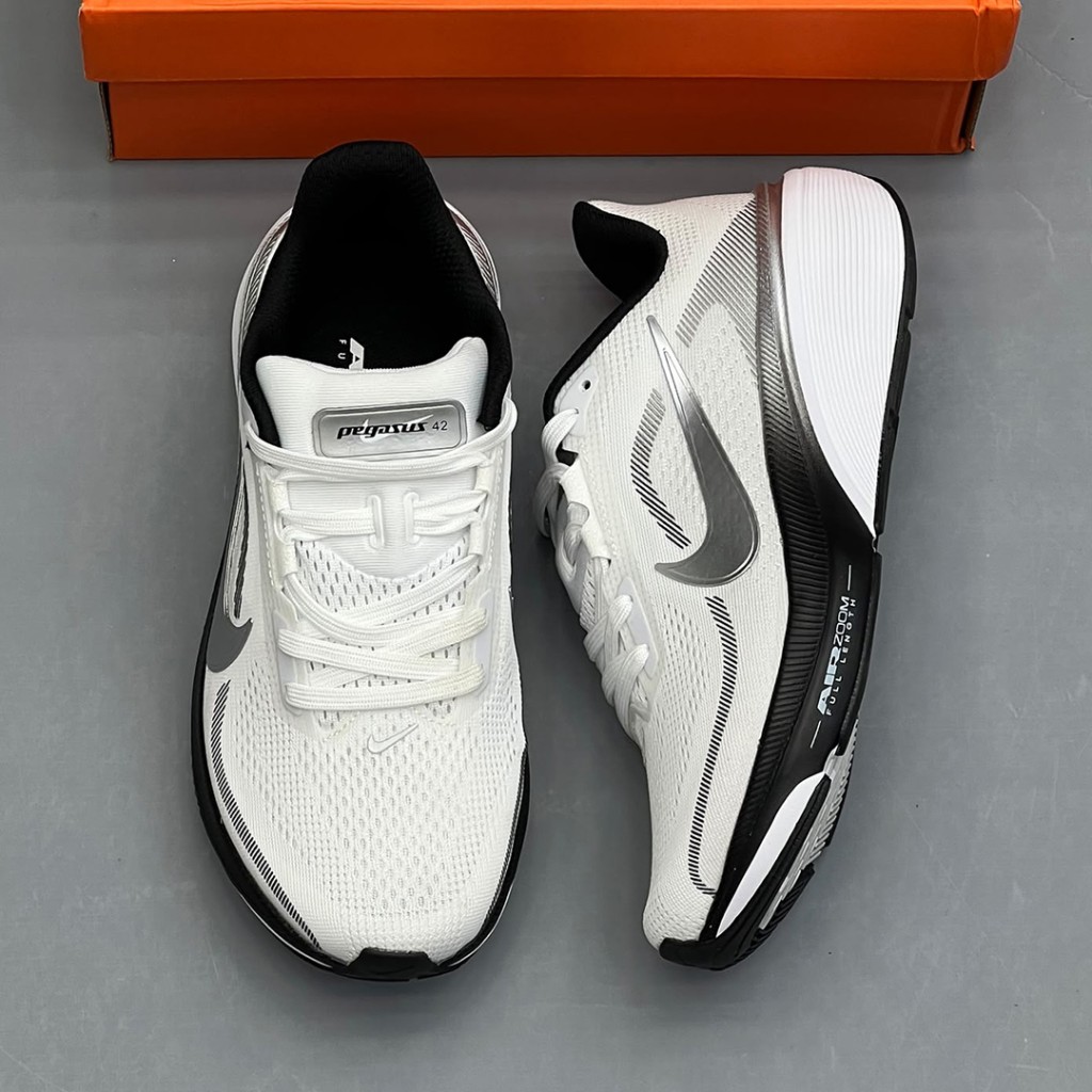 نایک ایر زوم پگاسوس سفید سیلور مشکی Nike Air Zoom Pegasus 42