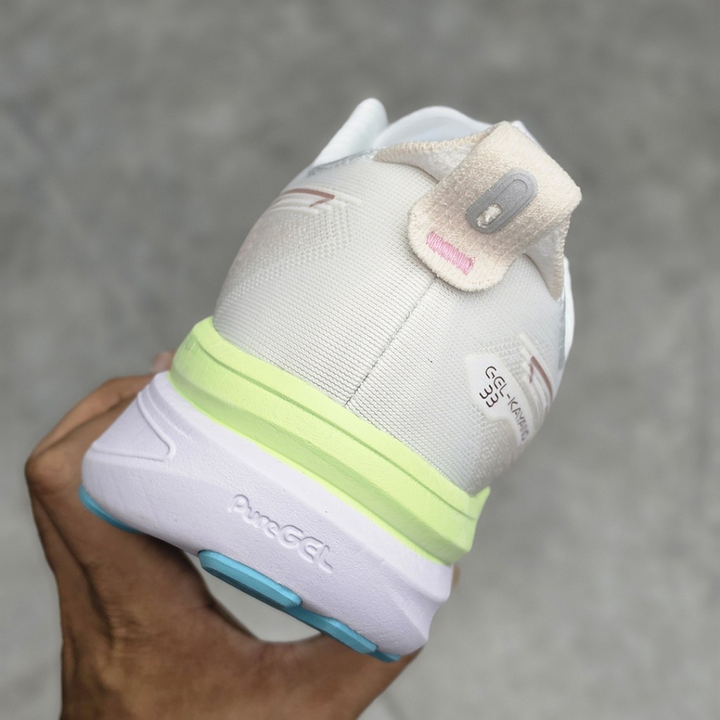 20294972 اسیکس ژل کایانو سفید لیمویی صورتی آبی ASICS GEL-KAYANO 33