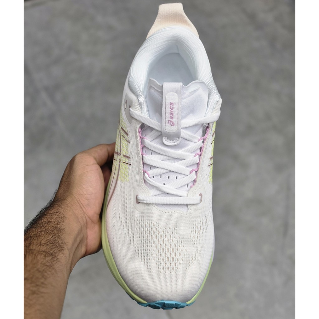 20294975 اسیکس ژل کایانو سفید لیمویی صورتی آبی ASICS GEL-KAYANO 33