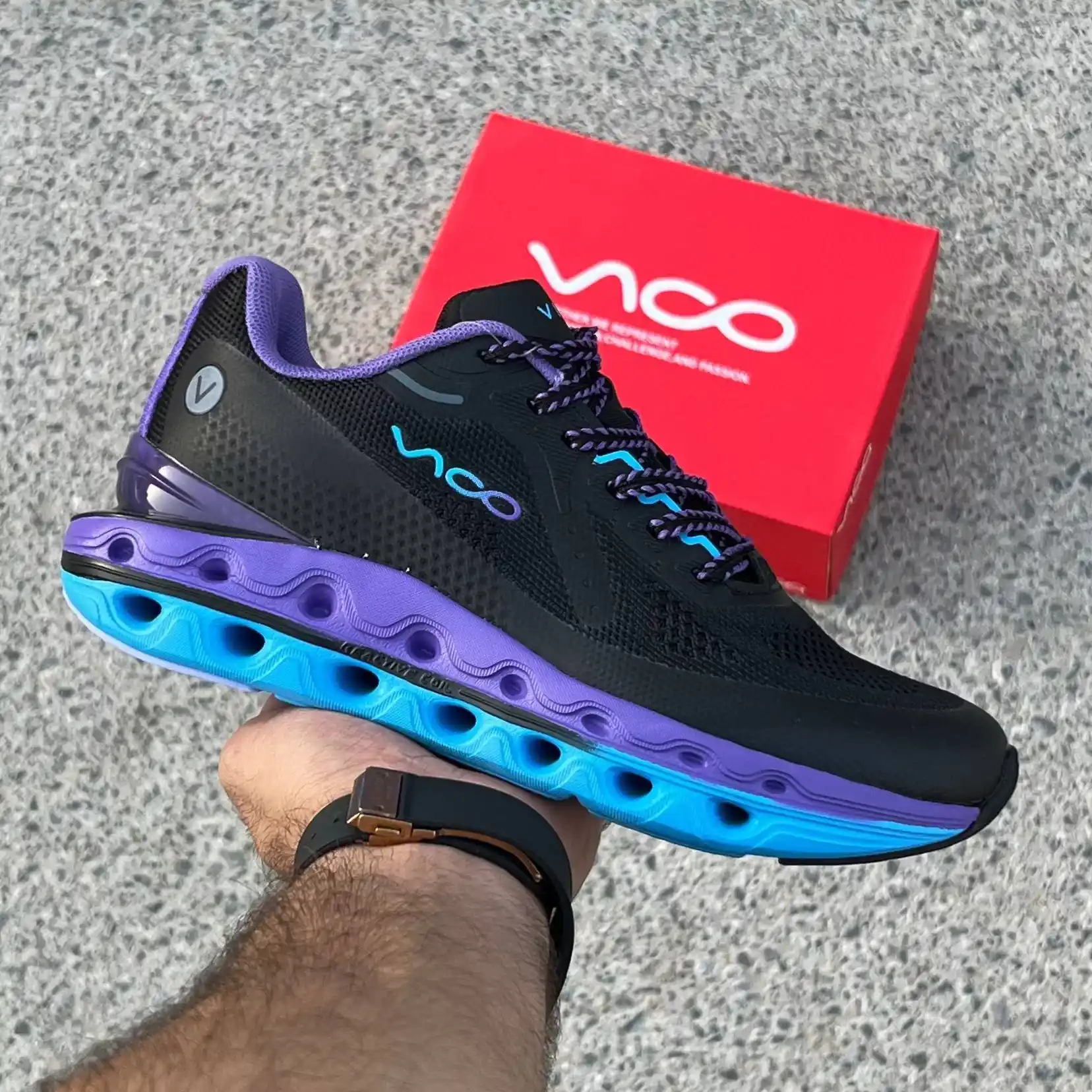 کفش-کتونی-رانینگ-زنانه1-ریاکتیو-کویل-ویکو-Womens-Vico-Reactive-Coil-Running-Shoes-1549-black-pink-1 کتونی ویکو مشکی زنانه ری اکتیو کویل | رانینگ و پیاده روی اورجینال