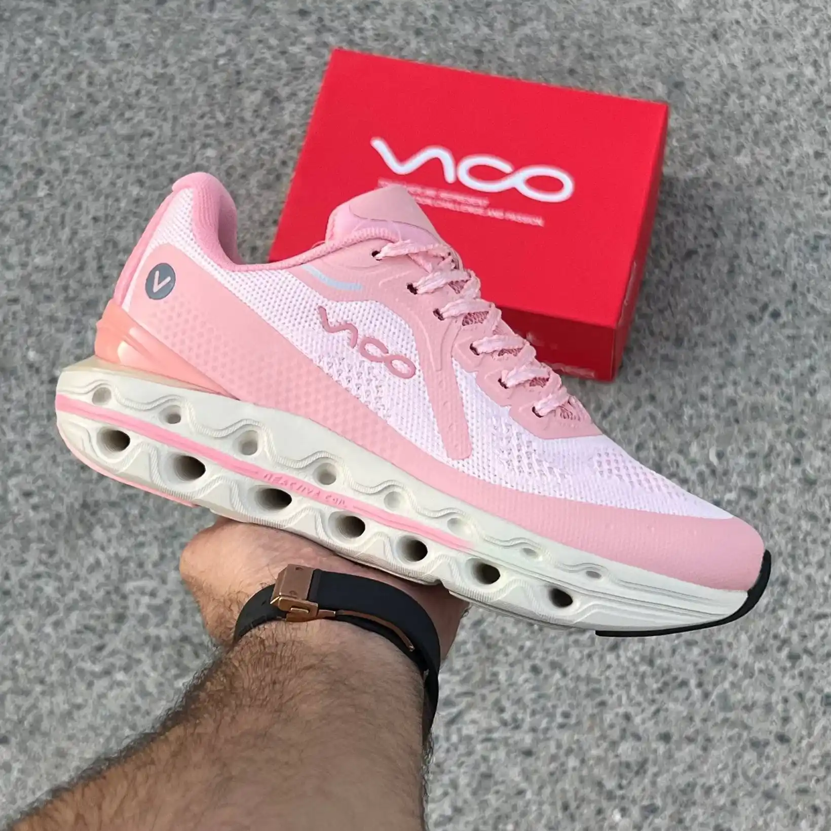 کفش-کتونی-رانینگ-زنانه1-ریاکتیو-کویل-ویکو-Womens-Vico-Reactive-Coil-Running-Shoes-1549-pink-1 کتونی صورتی ویکو زنانه ری اکتیو کویل اورجینال