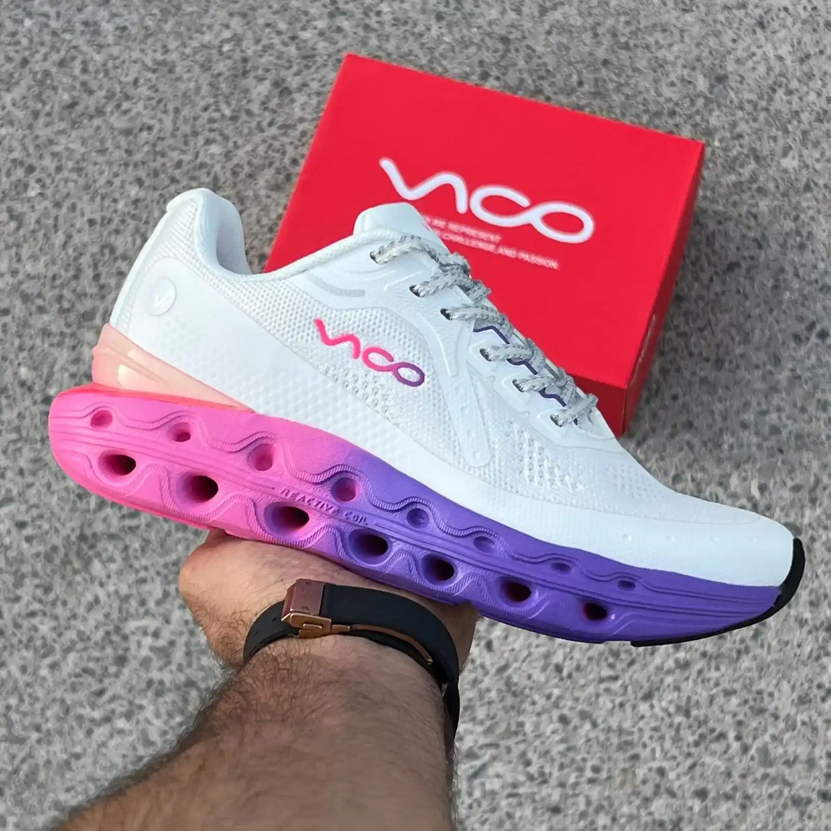 کفش-کتونی-رانینگ-زنانه2-ریاکتیو-کویل-ویکو-Womens-Vico-Reactive-Coil-Running-Shoes-1549-white-purple-1-1 کفش رانینگ زنانه ویکو ری اکتیو کویل سفید