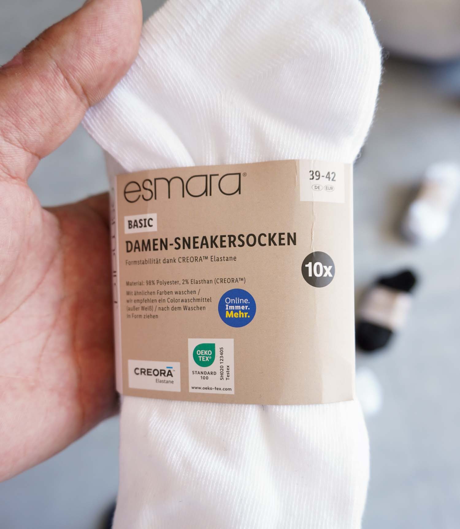 پک ۱۰ جفتی جوراب مچی سفید و طوسی زنانه esmara