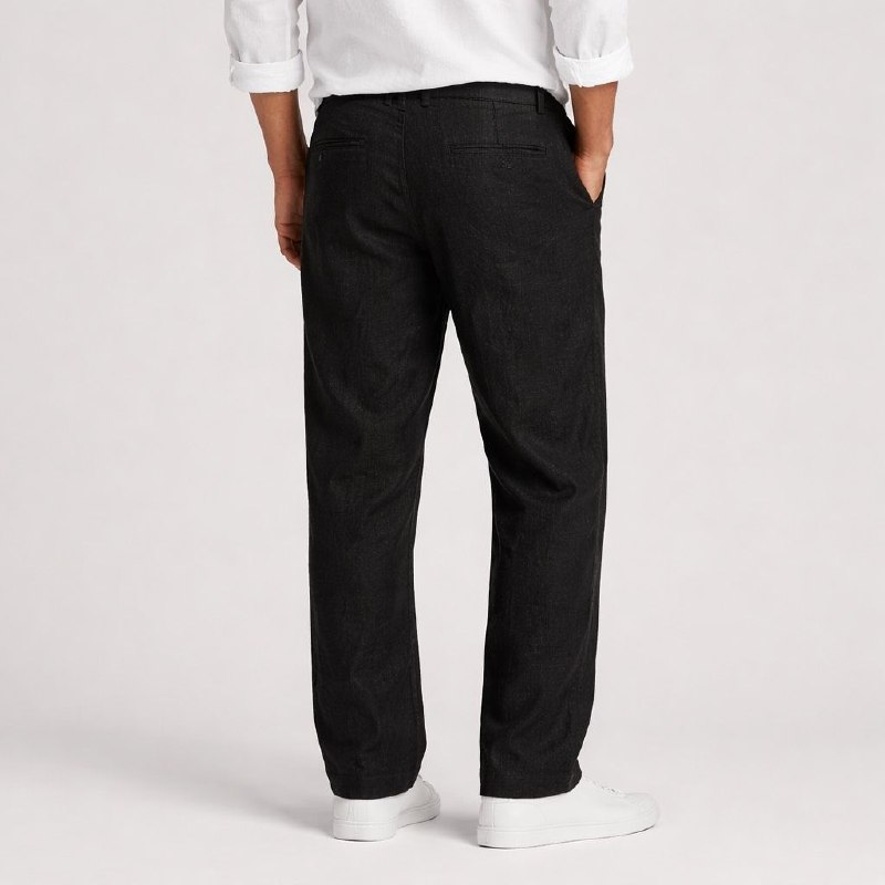 شلوار لینین نخی اورجینال مردانه رنگ مشکی برند pull&bear سفارش اسپانیایی مدل راسته کد 2041
