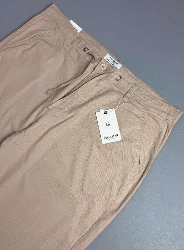 شلوار کتان کنف اورجینال مردانه رنگ نسکافه ای برند pull&bear سفارش اسپانیایی مدل راسته کد 2044