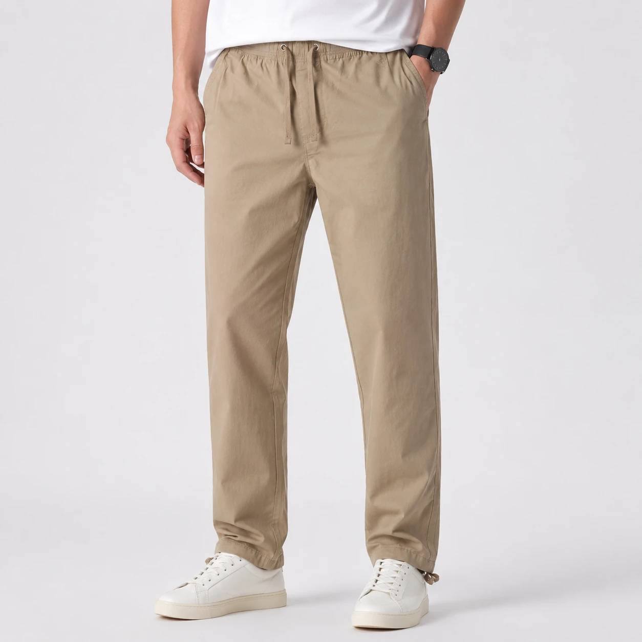 5875324715163914224 شلوار کتان کنف pull&bear اورجینال نسکافهای کمر کش کد 2053
