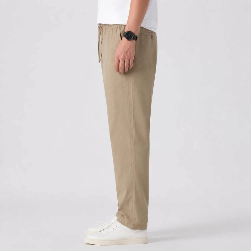 شلوار کتان کنف pull&bear اورجینال نسکا‌فه‌ای کمر کش کد 2053