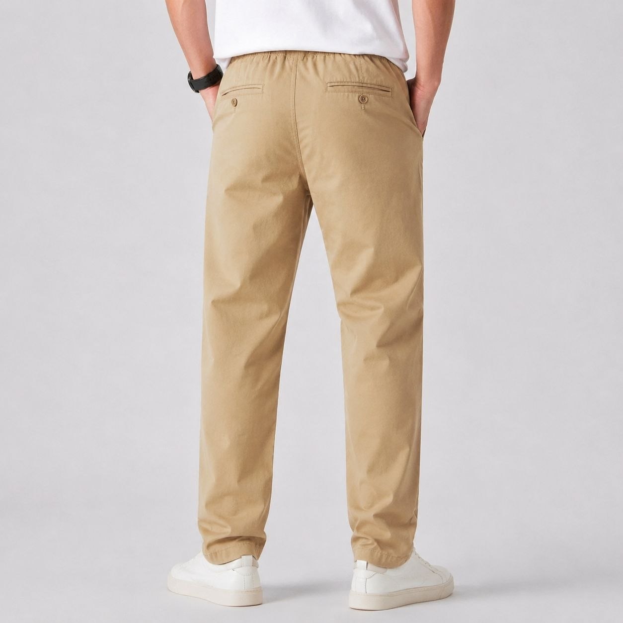 شلوار کتان کنف ‌‌pull&bear اورجینال رنگ نخودی کمرکش کد 2055