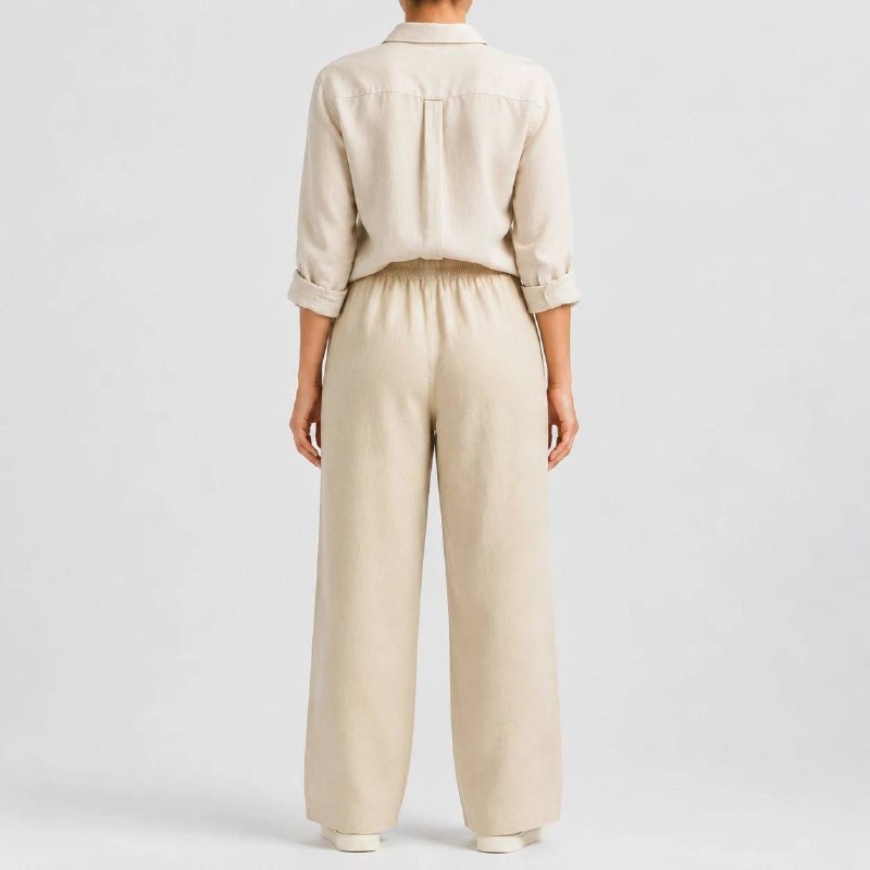 شلوار لنین حصیری zara اورجینال رنگ کرم کد 2057