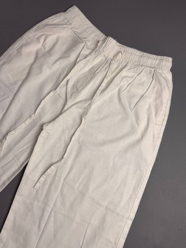 شلوار اورجینال لنین ZARA رنگ کرمی زنانه کد 2066