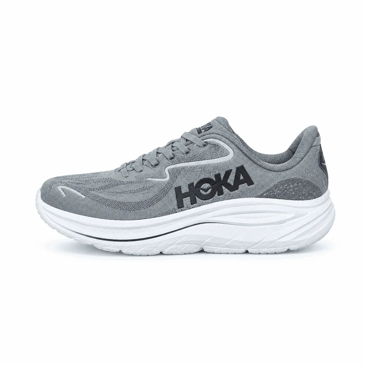 Grey-HOKA-Running-Shoe-on-White_11zon_11zon کفش هوکا کلیفتون 10 طوسی