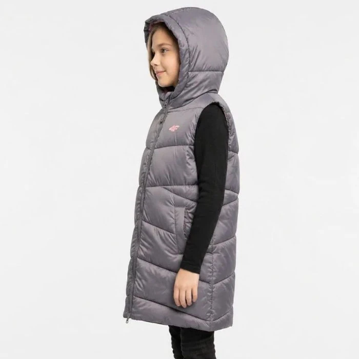 Original-girls-mid-length-puffer-vest-stylish-matte-lilac-color-4F-brand-Polish-import-standard-fit-and-cut-Code-195-3 پافر نیمه لانگ اورجینال بچه گانه دخترانه رنگ یاسی مات شیک برند 4F سفارش لهستانی تنخوری و قواره استاندارد کد 195
