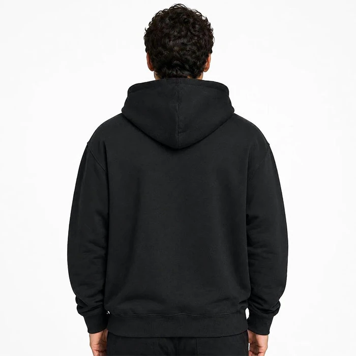 Original-mens-basic-black-fleece-lined-hoodie-by-Zara-Spanish-market-stock-features-a-heavyweight-fabric-and-a-relatively-relaxed-fit.-Code-216.-2 هودی داخل کرکی اورجینال مردانه رنگ مشکی بیسیک گرم بالا برند Zara سفارش اسپانیایی تنخوری و قواره نسبتا آزاد کد 216