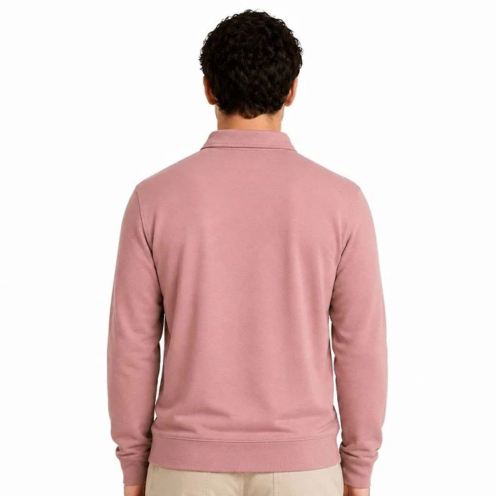 Original-mens-collared-sweatshirt-onion-pink-Springfield-brand-Spanish-market-edition-features-a-relatively-relaxed-fit.-Code-214.-2 دورس یقه دار اورجینال مردانه رنگ پیازی برند springfild سفارش اسپانیایی تنخوری و قواره نسبتا آزاد کد 214