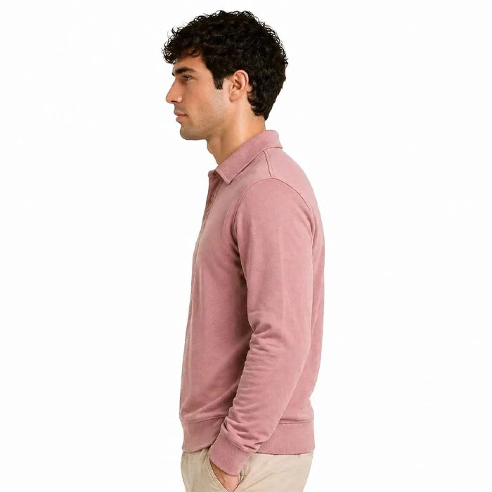 Original-mens-collared-sweatshirt-onion-pink-Springfield-brand-Spanish-market-edition-features-a-relatively-relaxed-fit.-Code-214.-3 دورس یقه دار اورجینال مردانه رنگ پیازی برند springfild سفارش اسپانیایی تنخوری و قواره نسبتا آزاد کد 214
