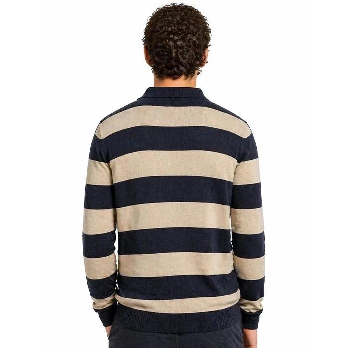 Original-mens-fine-striped-texture-cream-and-navy-colors-reverse-brand-Australian-order-loose-fit-and-relatively-loose-fit-code-181-2 بافت ریز راه راه اورجینال مردانه رنگ کرم و سرمه ای برند reverse سفارش استرالیایی تنخوری و قواره نسبتا آزاد کد 181