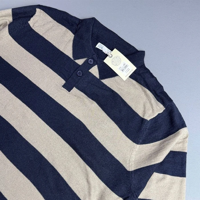 Original-mens-fine-striped-texture-cream-and-navy-colors-reverse-brand-Australian-order-loose-fit-and-relatively-loose-fit-code-181-4 بافت ریز راه راه اورجینال مردانه رنگ کرم و سرمه ای برند reverse سفارش استرالیایی تنخوری و قواره نسبتا آزاد کد 181